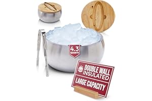 Gusto Nostro 4.1L Insulated Ice Bucket with Lid and Tongs, Double Wall Stainless Steel Ice Bucket Large, BPA Free Ice Bucket for Cocktail Bar, Keeps Champagne, Wine, Beer Chill for Parties
