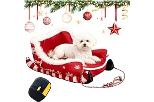 Christmas Sleigh Dog Bed, New Christmas Dog Bed, Soft Warm Washable with Non-Slip Base, Winter for Cat & Dogs (Red, Small)