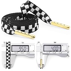 YJRVFINE Flat Checker Shoe Laces: 2 Pairs 45 Inch
