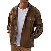 PLEPAN Men's Corduroy Shacket with 4 Pockets (Chest & Side Slant) Button Down Work Jackets Casual Long Sleeve Shirt Jacket