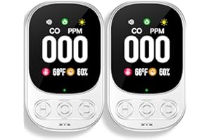 Lunarlipes 3-in-1 Carbon Monoxide Detector Plug in Wall, Carbon Monoxide Alarm with Temp/Humidity Sensor, Backlit LCD Screen ＆ Audible/Visual Alarm, Portable CO Monitor for Home/Apartment(White-2Pack)