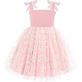 Arshiner Toddler Girl Tutu Dress Summer Bow-Tie Straps Casual Dresses Kids Princess Flowy Swing Clothes for 2-7Y