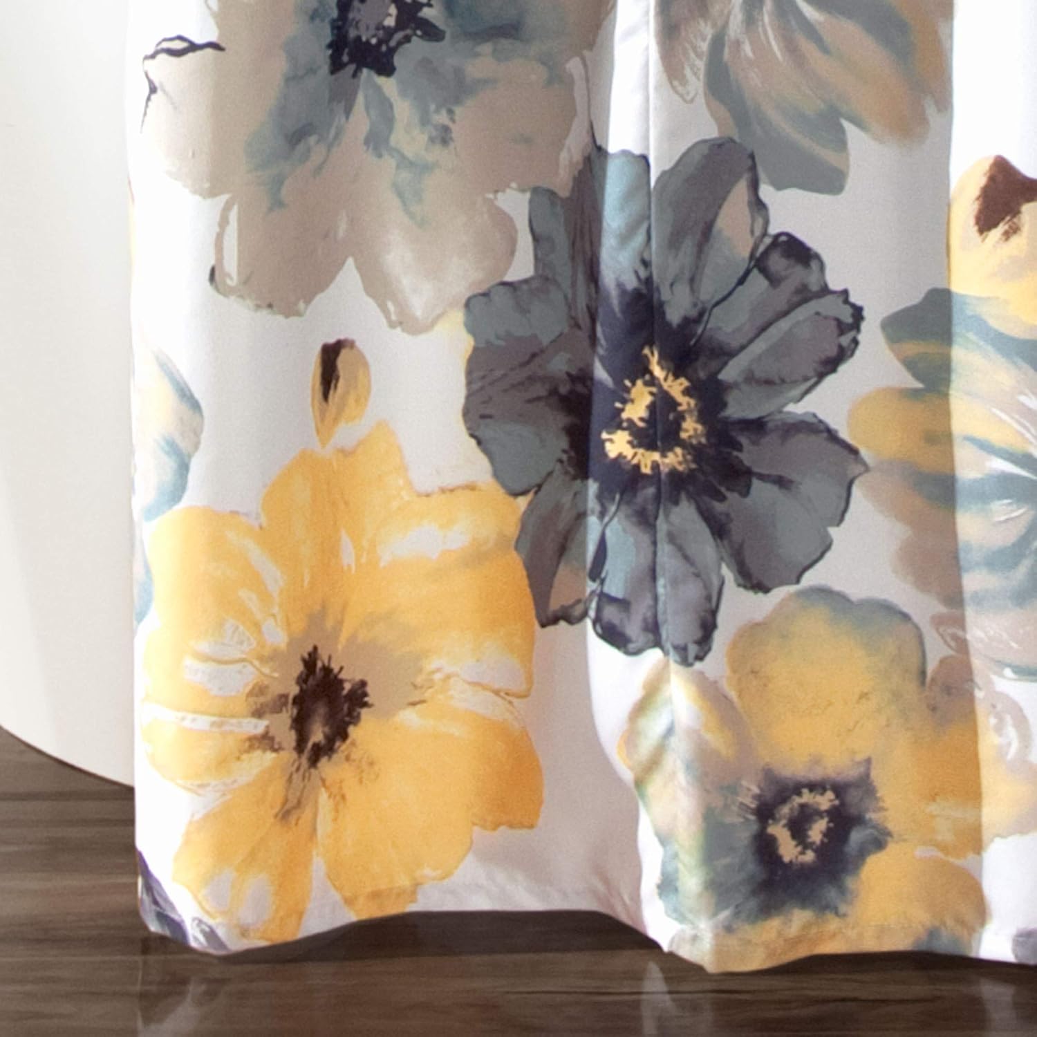 Lush Decor Leah Shower Curtain - Bathroom Flower Floral Large Blooms Fabric Print Design, 72” x 72”, Yellow/Gray: Home & Kitchen