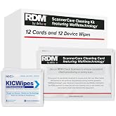 RDM ScannerCare Cleaning Kit for Check Scanner Machines | OEM Approved for Use on RDM Check Scanner Machines, Includes 12 Cards &amp; 12 Wipes, Made in USA - KWRDM-K1WS