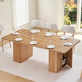 78.7 Inch Rectangular Dining Table for 6 8 10 with Storage Cabinet Legs | Farmhouse Table with Fluted Base, Modern Long Large Kitchen Table for Dining Room - Faux Oak