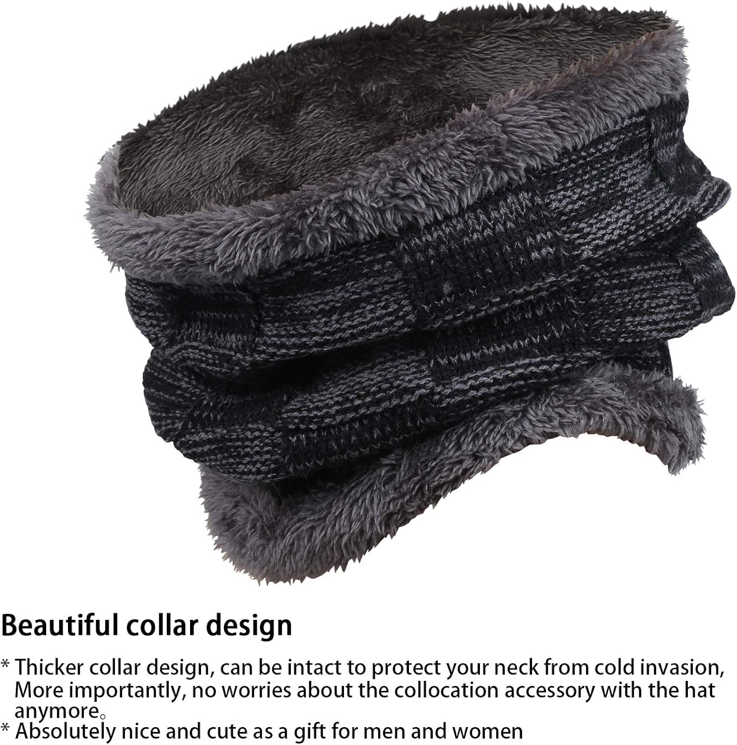 Winter Beanie Hats Scarf Set Warm Knit Hats Skull Cap Neck Warmer with Thick Fleece Lined Winter Hat & Scarf for Men Women at  Men’s Clothing store
