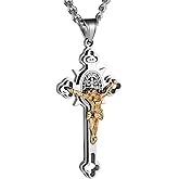 HZMAN Religion Stainless Steel Saint St St. Benedict Crucifix Cross Pendants Necklace INRI