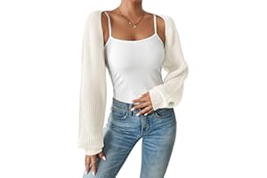 Durio Bolero Shrugs for Women Y2K Long Sleeve Cropped Sweater Cardigan Open Front Womens Fall Fashion 2023