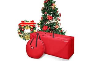 CABILOCK Christmas Tree Bags Storage 7Ft: Wreath Bag for Artificial Wreaths Large Christmas Tree Bag,Reusable Heavy Duty 600D Oxford Santa Tree Box/Container/Holder for Big Artificial Xmas Tree/Holiday Trees