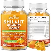 Shilajit Gummies 1000mg Sugar Free - Shilajit Supplement for Men & Women - High in 85+ Trace Minerals & Fulvic Acid - Energy, Brain, Immunity - 60 Gummies