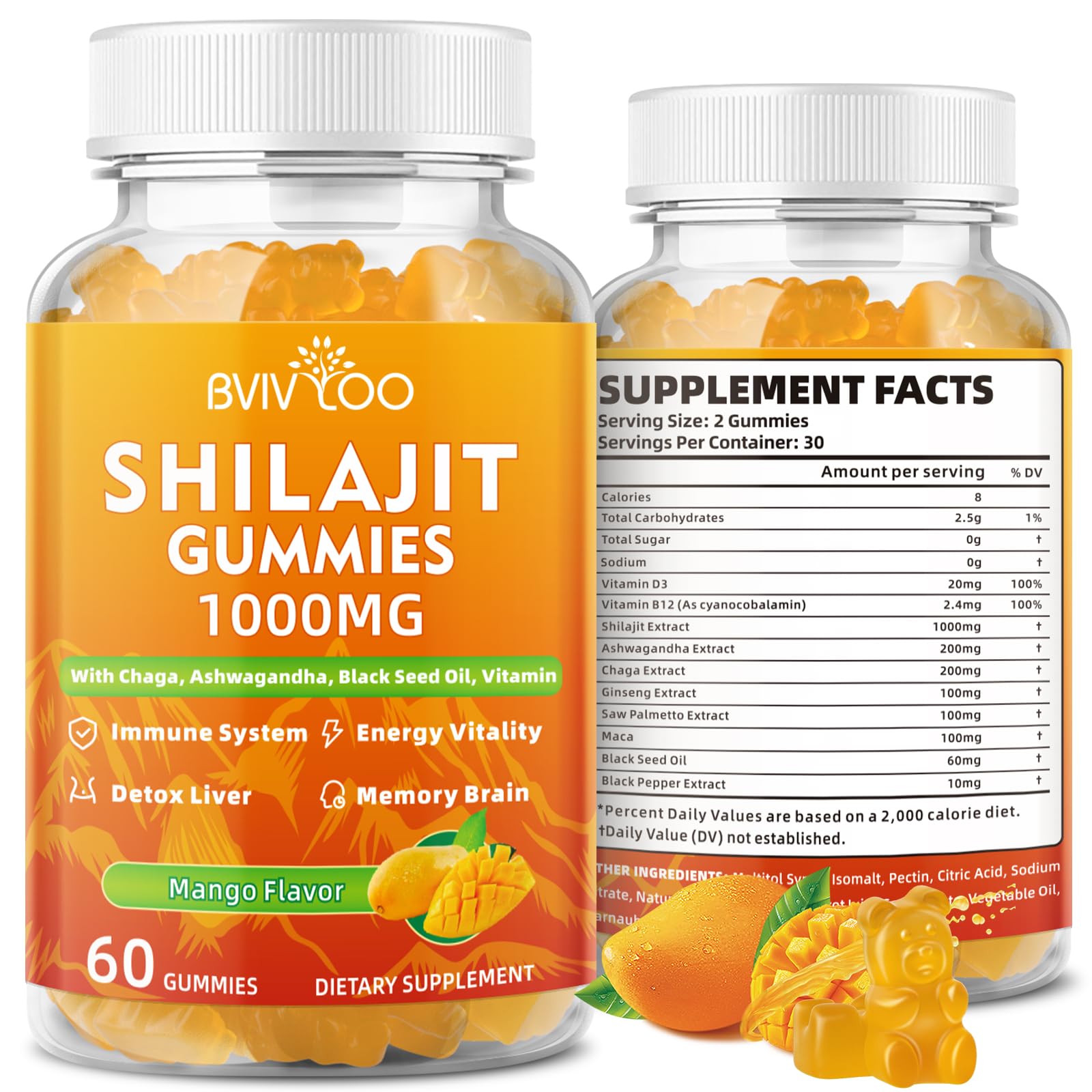 Shilajit Gummies 1000 mg (Mango)