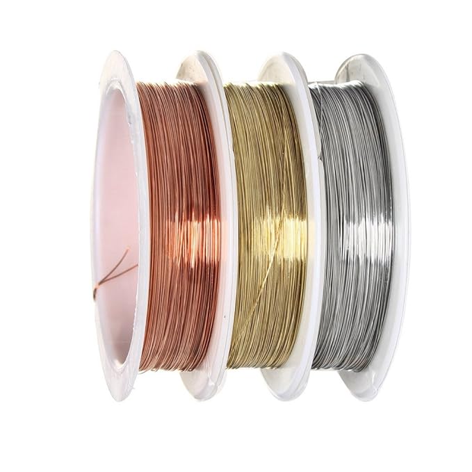 Sicai Schmuckdraht, 0,3 mm, Kupferdrahtrolle, zur Schmuckherstellung, anlaufgeschützter Kupferdraht, 3 Rollen