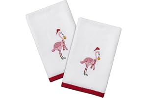 Avanti Linens - Fingertip Towels, Soft & Absorbent Cotton, Set of 2 (Flamingo Jingle Collection)