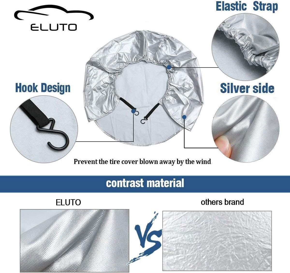 Tire Covers for RV Wheel ELUTO Set of 4 Motorhome Wheel Covers Waterproof Oxford Cotton Tire Protectors Tire Covers Fits 27" to 29" Tire Diameters: Automotive