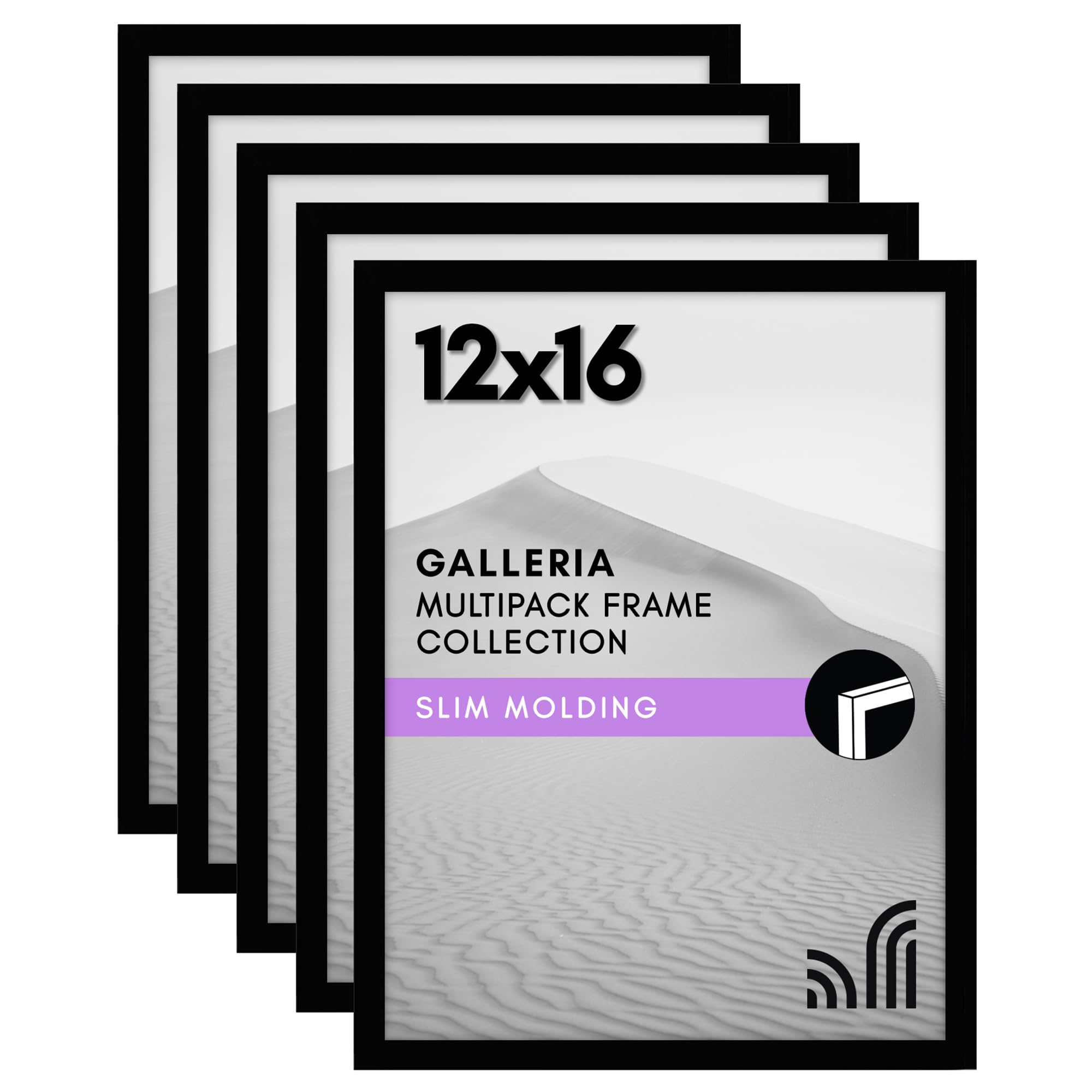 Americanflat 12x16 Picture Frame with Polished Plexiglass - Set of 5 - Galleria Collection - Picture Frames for Wall Display - Black Image Americanflat 12x16 Picture Frame with Polished Plexiglass - Set of 5 - Galleria Collection - Picture Frames for Wall Display - Black Image