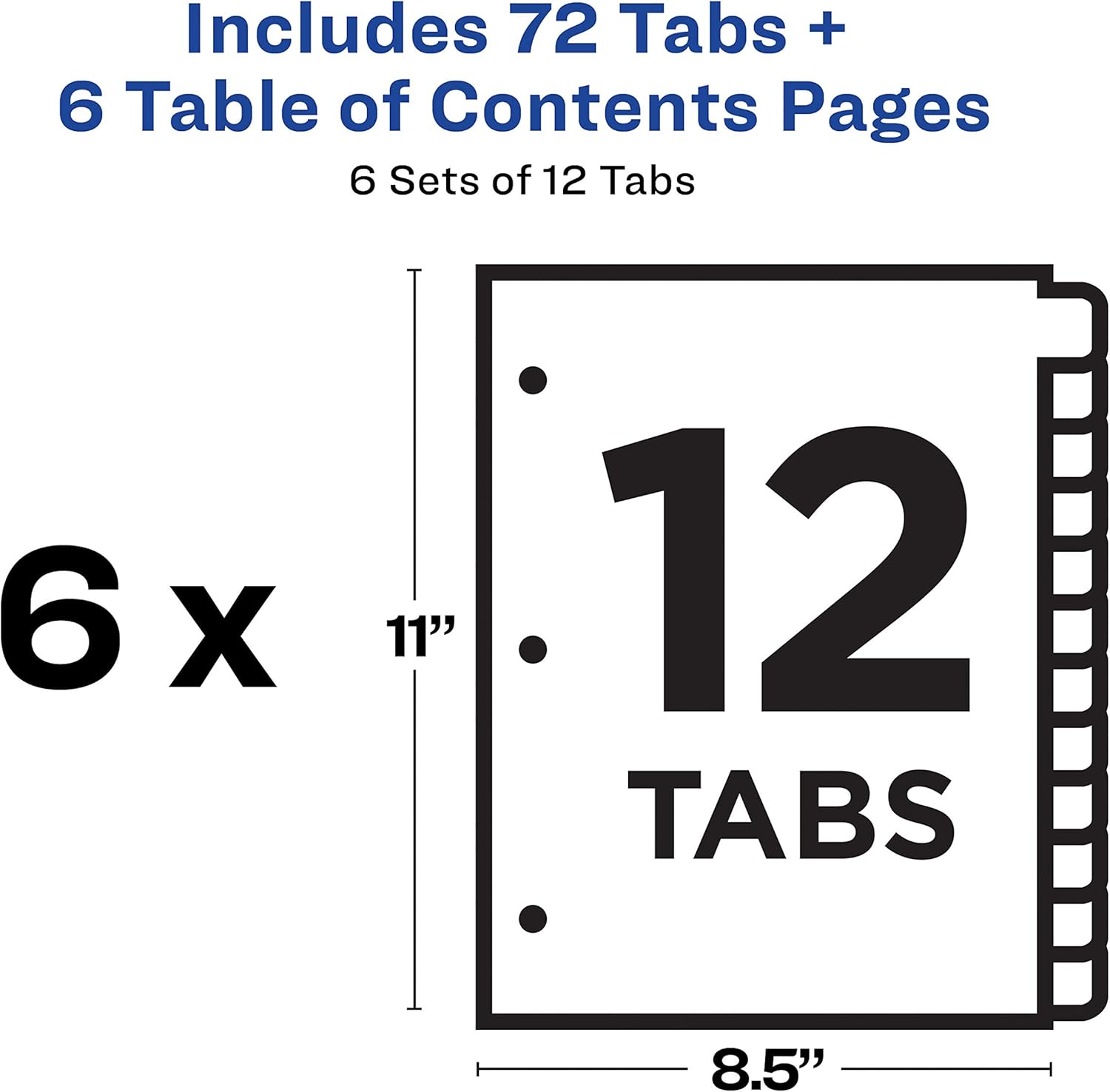 Avery Ready Index 12-Tab Binder Dividers, Customizable Table of Contents, Multicolor Tabs, 6 Sets (11196) : Binder Index Dividers : Office Products