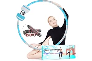 BILIGILA Weighted Exercise Hoop for Adults Weight Loss,8 Section Detachable Fitness Exercise Hoops with Jump Rope for Women and Men,Soft Padded Workout Hoops for Lose Weight Fast