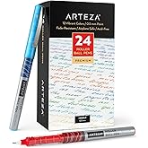 ARTEZA Rollerball Pens Fine Point, Set of 24 Colored Pens with Liquid Ink, Extra Fine 0.5 mm Needle Tip Pen
