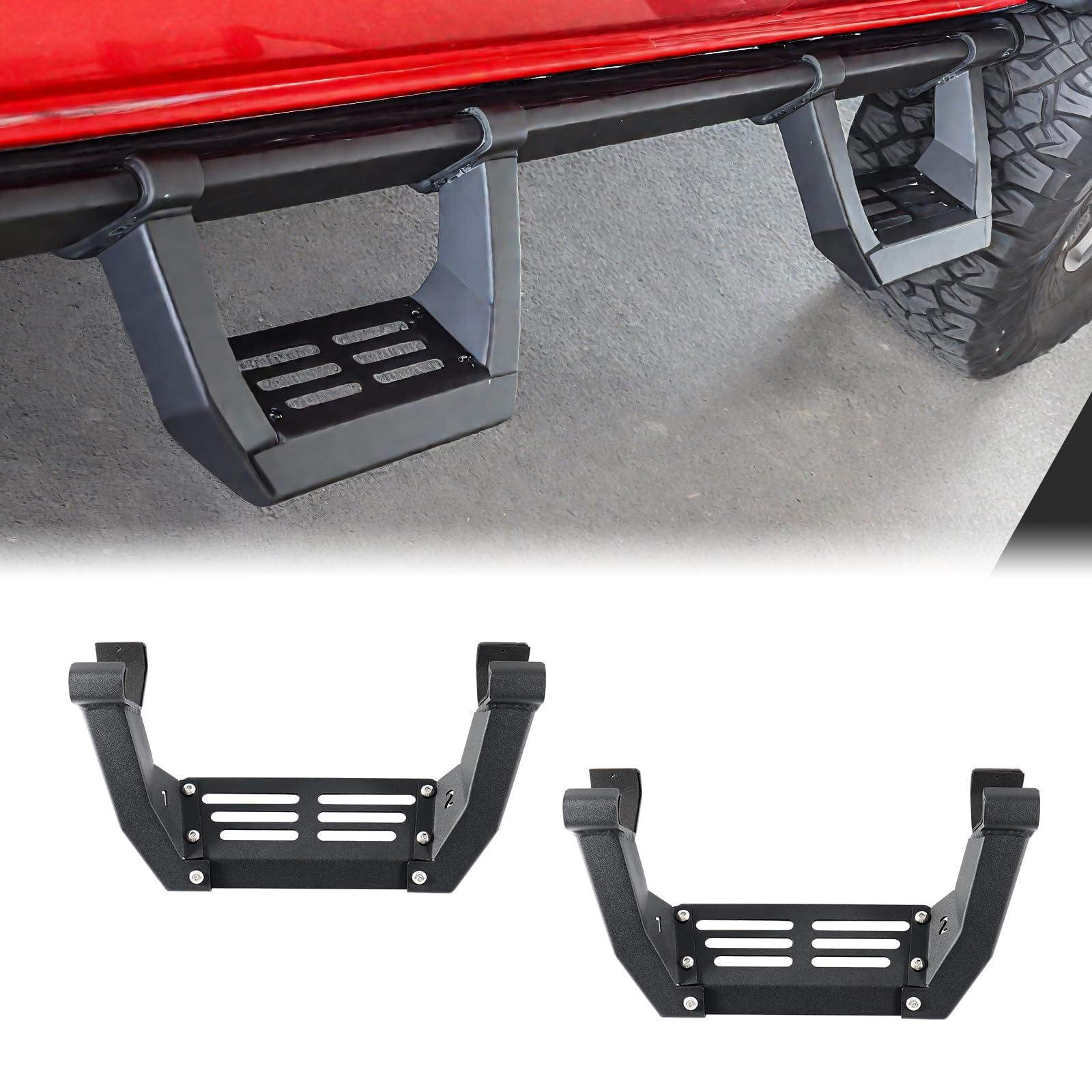 Photo 1 of 2Pcs Running Boards Side Steps Compatible with Ford Bronco 2/4 Door 2021 2022 2023 2024 2025, Black Side Steps Bar Nerf Bar fit for Bronco Accessories