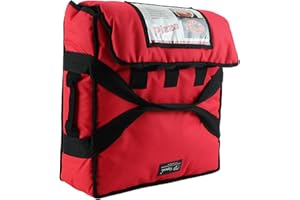 YOPRAL Insulated Food Delivery Bag Pizza Delivery Bags Professional Pizza Warmer Carrier Bags Moisture Free for Three 16" Pizza (PB03-0016-RED)