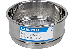 LABLPSAI 18 Mesh Lab Sieves 4" Diameter 304 Stainless Steel Wire Cloth Test Sieve for Industrial Laboratory Home