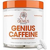 Genius Caffeine Pills 100mg, Extended-Release Microencapsulated Caffeine Pills - All-Natural Non-Crash Sustained Energy, Focu