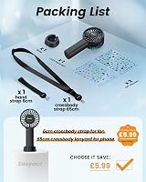 EasyAcc Mini Handheld Fan Powerful Desk Fan 3000mAh 15H USB C Rechargeable Black view 3