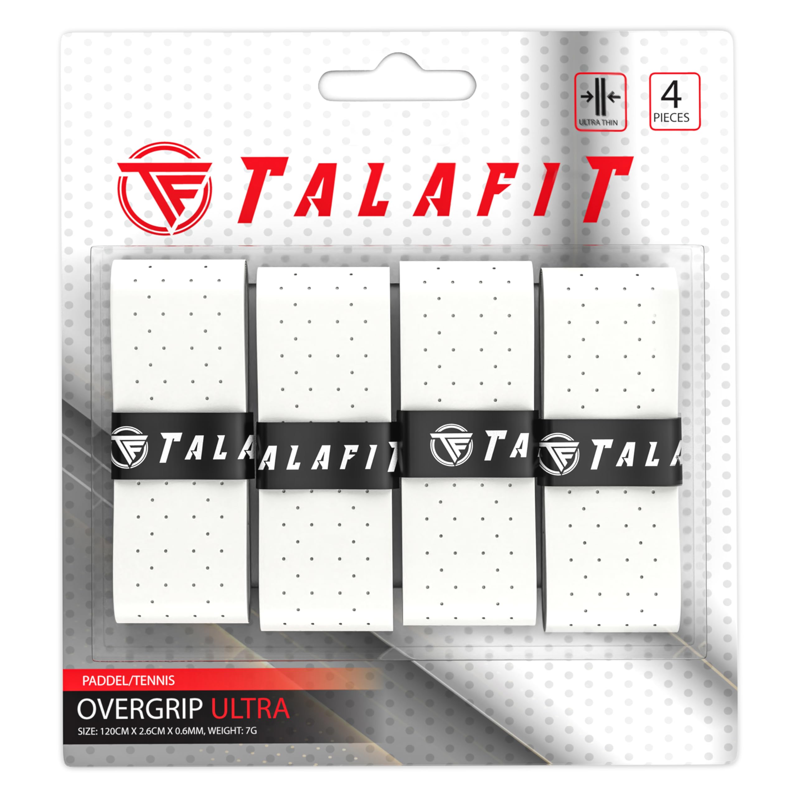 TALAFIT OverGrips Padel Ultra - Grip Padel - Paddle Grip - Perforated Overgrip Paddle - Grip Tennis - Accessories Padel - Golf Grips - Maximum Grip (Pack of 4)