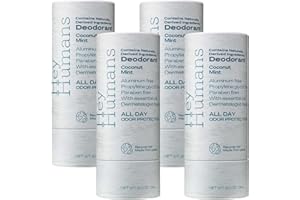 Hey Humans Deodorant, Aluminum Free Deodorant for Women and Men, Contains Naturally Derived Ingredients, All Day Odor Control, Refreshing Essential Oils, Earth Friendly Package, Coconut Mint