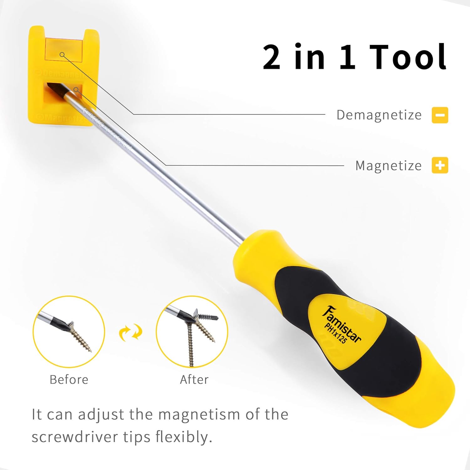 Magnetic Screwdriver Set 10 PCS,Famistar Professional Cushion Grip 5 Phillips and 5 Flat Head Tips Screwdriver for Repair Home Improvement Craft: Home Improvement