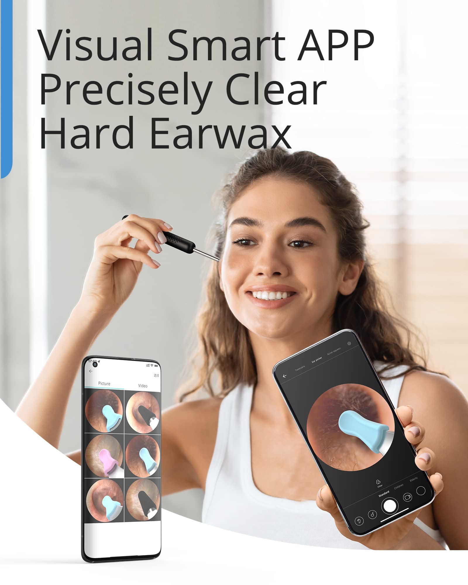 BEBIRD Ear Wax Removal Tool with HD Camera - R1 Upgraded Smart Visual Ear Cleaner with Otoscope, Ear Viewer with 6 LED Light & Multi Replacement Tips for Cleaning Earwax & Inspection Kits