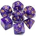 CiaraQ DND Würfel-Set – 7-teilig Polyedrisch, Mit Schwarzem Samtbeutel, Für Rollenspiele