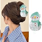 1 Pack Christmas Hair Claw Clips Blue Snowman Design Hair Clips Strong Hold Large Acrylic Claw Clips for Thick or Thin Hair Winter Xmas Hair Accessories Non-slip Hair Barrette Grip Clip for Women Girl