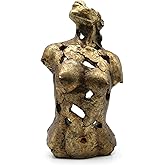 Lukitas Abstract Female Bust Statue and Sculpture, Lady Figurine Art Decor, Aesthetic Ornament for Office Living Room Bedroom, Golden, Resin 16"