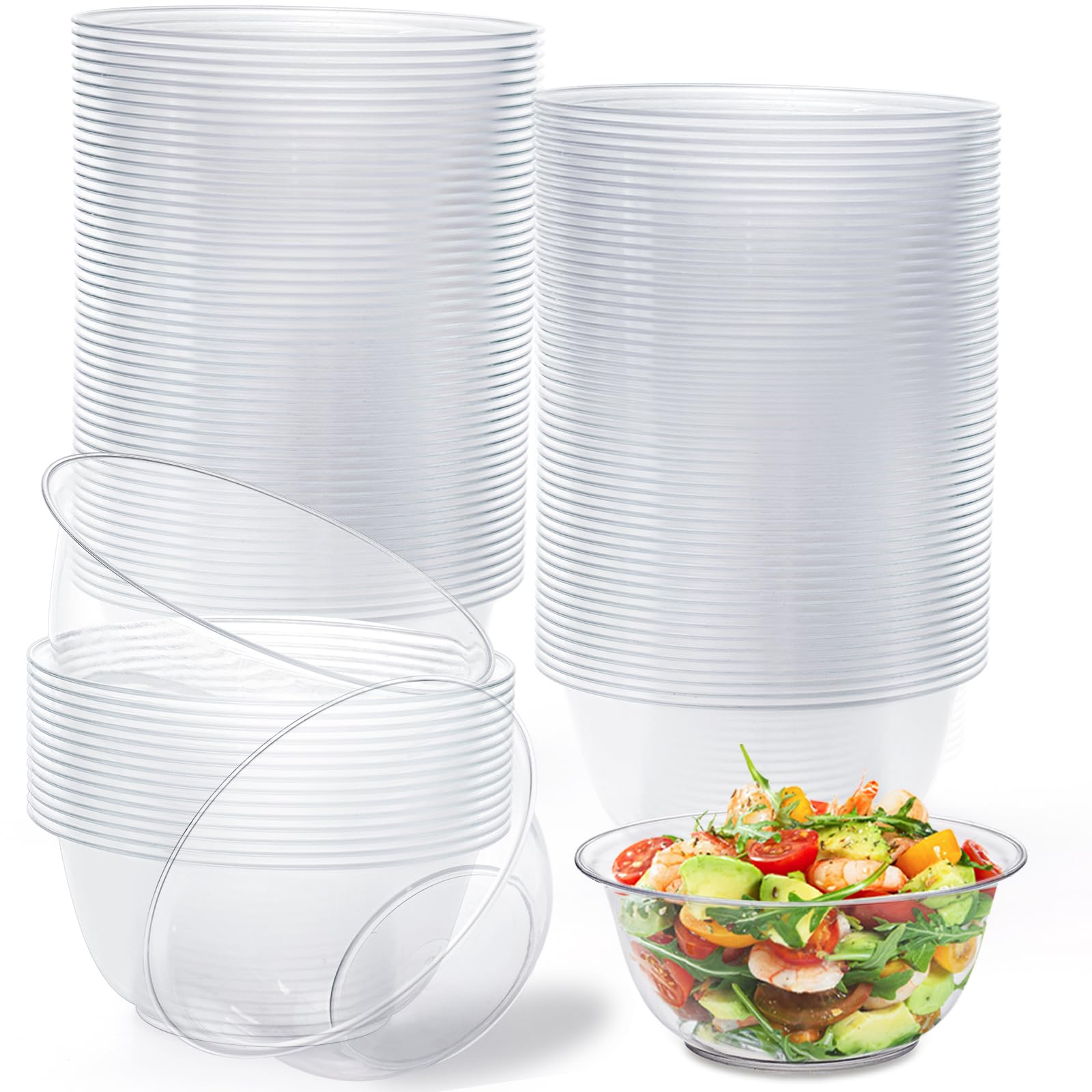 Photo 1 of Tebery 100 Pack Clear Premium Plastic Bowls, 12 OZ Disposable Hard Soup Bowl Salad Bowl, Dessert Size Party Bowls For Wedding, Catering, Parties, Buffets, Events, Or Everyday Use