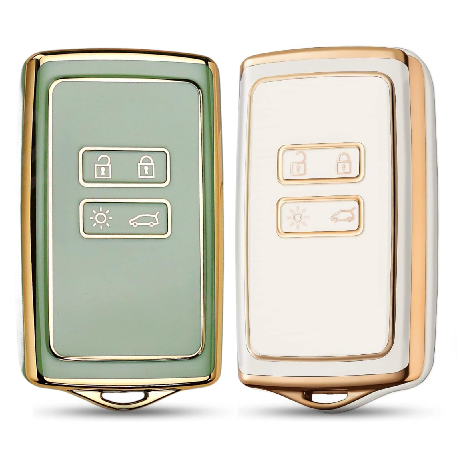 for Renault Key Card Case - 2Pcs TPU Car Key Covers Compatible with Dacia Key Fob Holder, 4 Buttons Car Key Holder Fits for Renault/Clio/Dacia/Megane/Kadjar/Captur Accessories