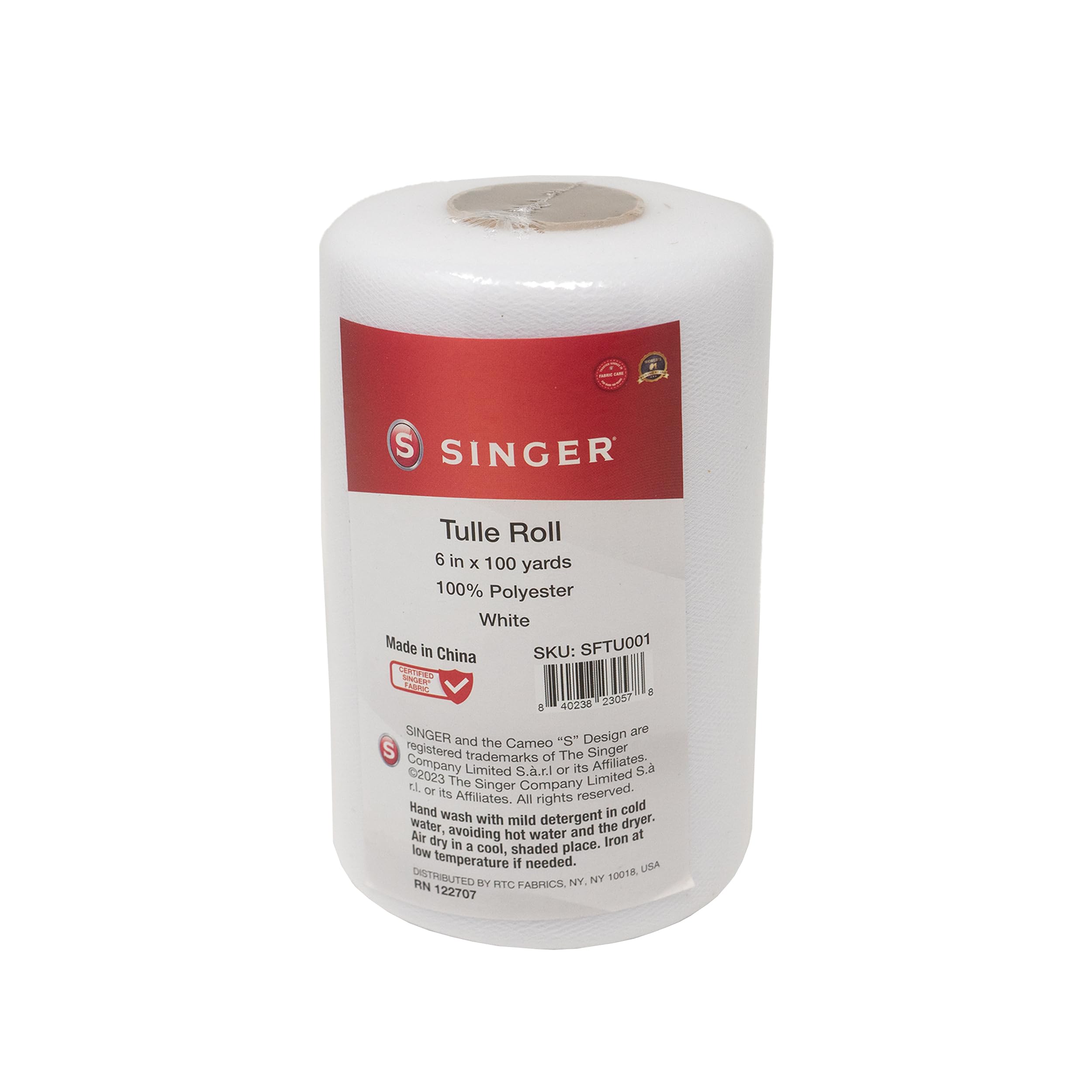 Singer White Tulle Fabric Rolls 6 Inch by 100 Yards (300 ft)