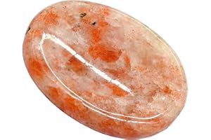 AMAZING GEMSTONE Sunstone Crystal Worry Stones for Anxiety - Thumb Worry Stone for Stress Meditation, Anxiety Relief Items Healing Stones and Crystals