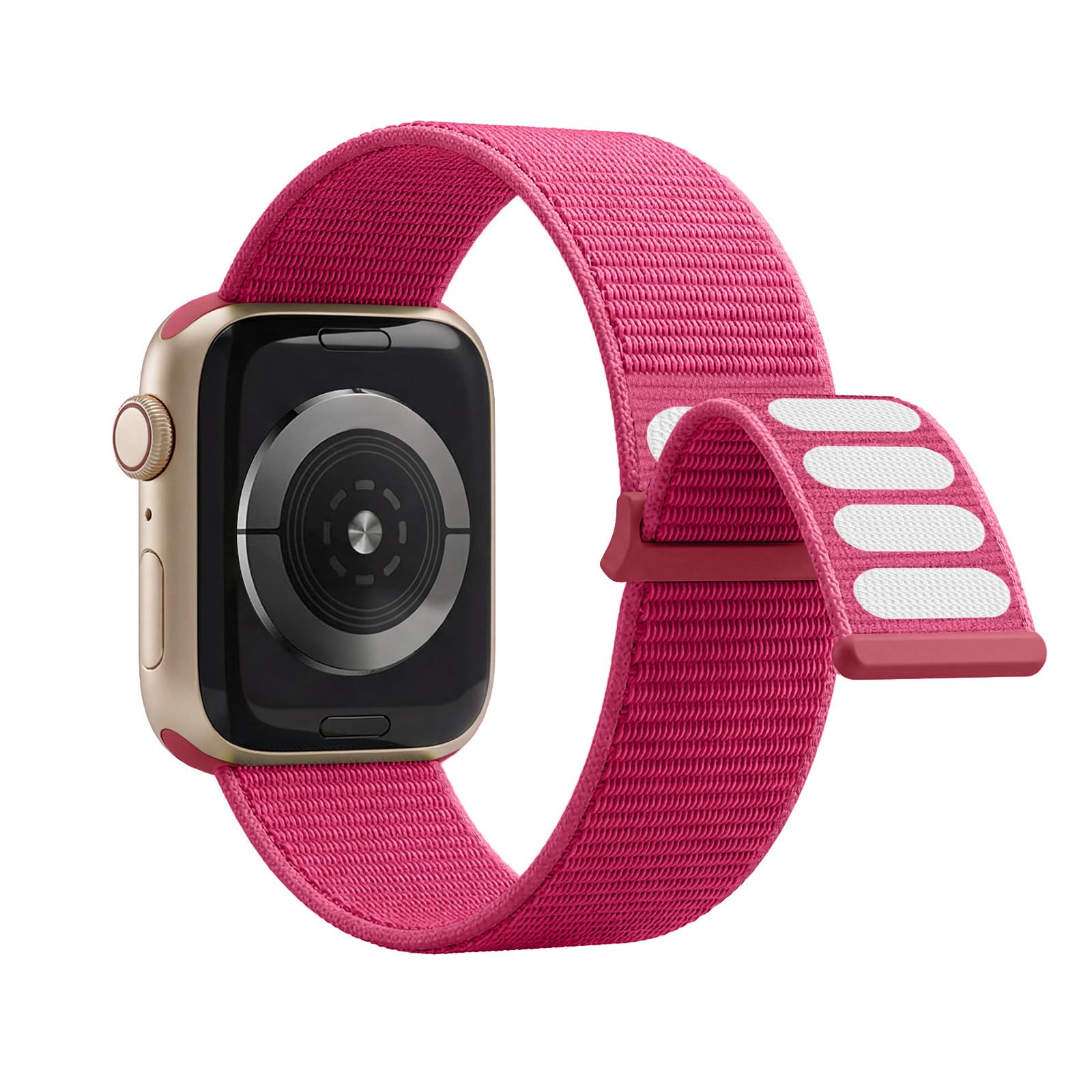 Lobnhot Nylon Strap Compatible for Apple Watch Straps 42mm 44mm 45mm 46mm, Adjustable Soft Sports Band Compatible with iWatch Series 10 9 8 SE 7 6 5 4 3 2 1, Rose Red