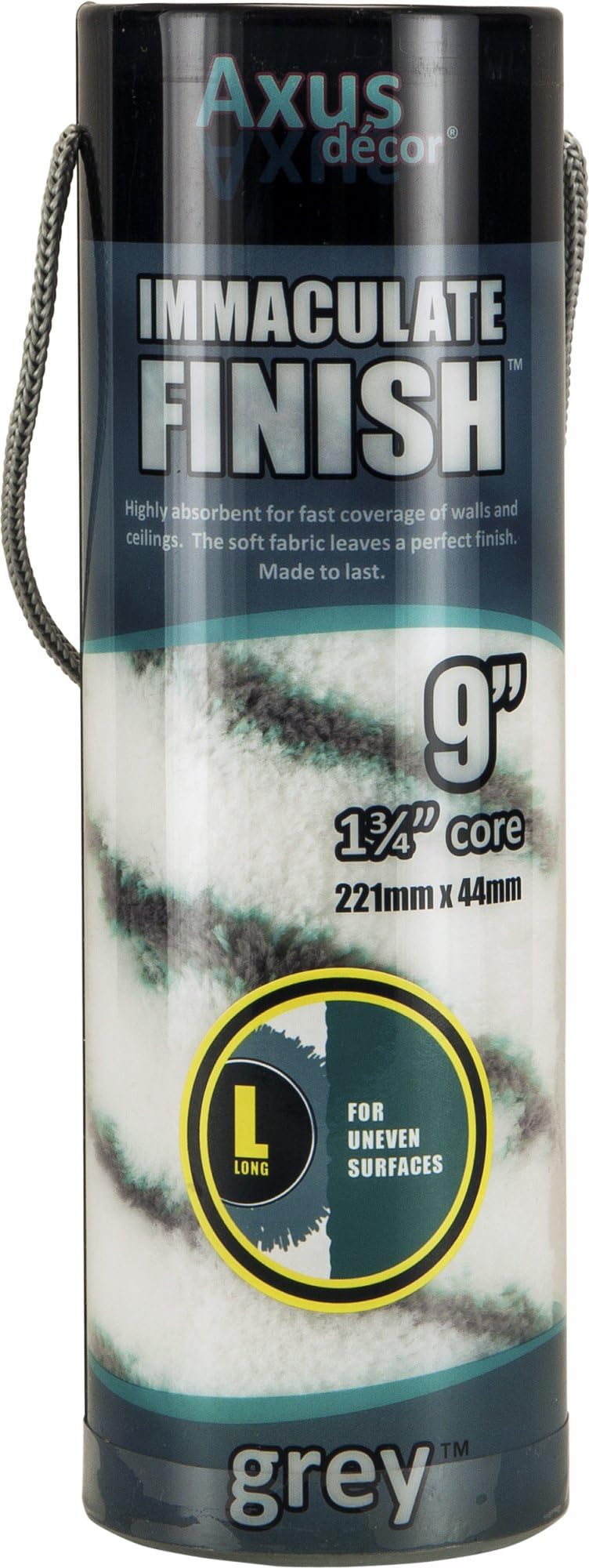 Axus Decor S-Finish Roller, Long Pile (Grey Series) Immaculate Finish Long Pile, for Professional & DIY Projects, Suitable for Rough Surfaces, Both Interior & Exterior, Sleeve - ‎9"/230mm,38mm core