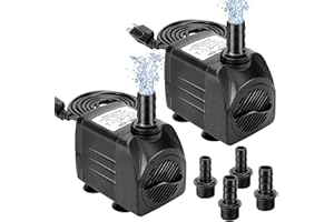 GROWNEER 2 Packs 550GPH Submersible Pump 30W Ultra Quiet Fountain Water Pump, 2000L/H, with 7.2ft High Lift, 3 Nozzles for Aquarium, Fish Tank, Pond, Hydroponics, Statuary