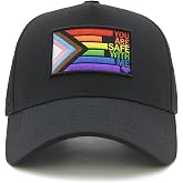 Pride Trucker Hat for Men &amp; Women, LGBTQ Rainbow Flag Mesh Baseball Cap | Pride Month Gift for LGBT Parades &amp; Parties, Adjustable Breathable Embroidered Quick Dry Hat