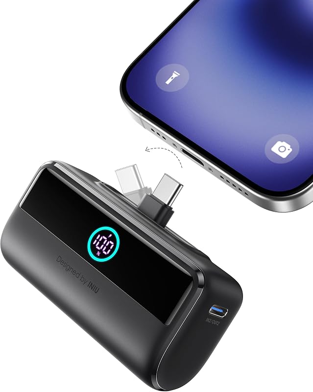 22.5W 5500mAh Power Bank Mini, Caricatore Portatile Pieghevole PD USB-C, Ricarica Rapida Batteria Esterna Mini Powerbank con LED Display iPhone 16 15 14 13 Pro Max Samsung S23 iPad