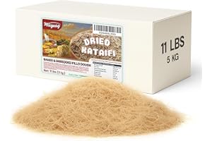 MIXYWAY Bulk Baked & Roasted Kataifi Shredded Fillo Dough 11 Lbs (5 kg.) for Dubai Chocolate Bar Pistachio, Roasted Kadayif Pastry for Knafeh Pistachio Chocolate Bar s in Cardboard. Knafeh Kunafa Katafi Kunefe Kadaifi Phyllo Dough Chilled Kadafi Dubai Katifi Kanafeh (Baked)