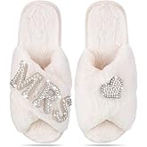 Xtinmee Women's Bride Slippers for Wedding White Bridal Slippers Soft Open Toe Shoes for Bridal and Bachelorette Party Gift
