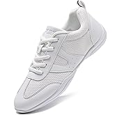 White Cheer Shoes Girls Womens Cheerleading Shoes Breathable Fabric Lightweight Comfortable Youth Kids Cheer Sneakers Size
