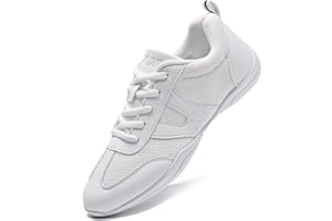 TWDKCHER White Cheer Shoes Girls Womens Cheerleading Shoes Breathable Fabric Lightweight Comfortable Youth Kids Cheer Sneakers Size