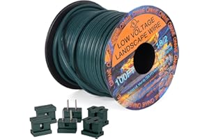 QNIAIE 18 Gauge 2 Conductor Wire - SPT-1 Green Wire 100FT with 4 Vampire Plugs 2 Wire Connectors - 18 AWG Stranded Wire - Direct Burial Electrical Wire for Landscape Lighting