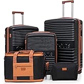 Cobens 5 Piece Luggage Sets with Spinner Wheels and Tsa Lock, Hardshell ABS Suitcase Set, Lightweight Hardside Waterproof Travel Suitcases with Wheels, 20/24/28in, Black