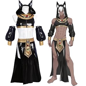 velombrance Egyptian Pharaoh Men Cosplay Lingerie Costume | Egyptian Pharaoh Cosplay Costume Mens Leather Look Bodysuit Desig